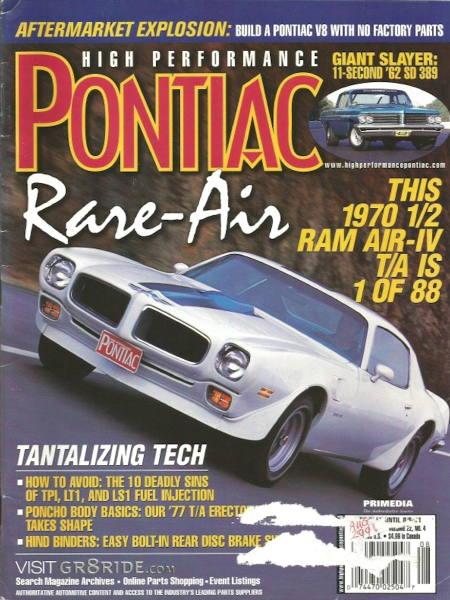 High Performance Pontiac Aug August 2001
