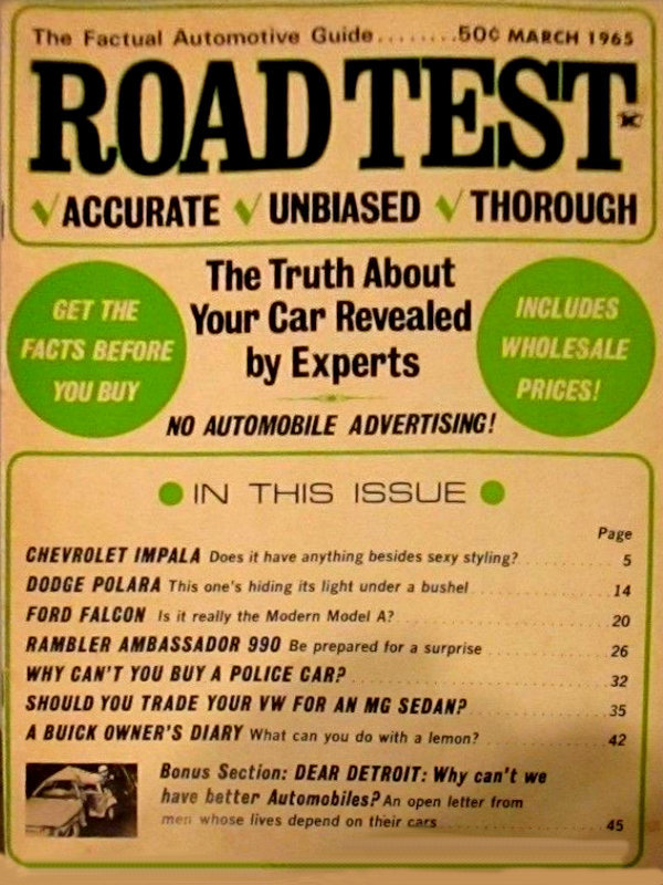 Road Test Mar March 1965
