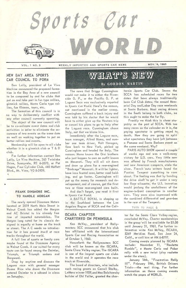 Sports Car World November 4 1960