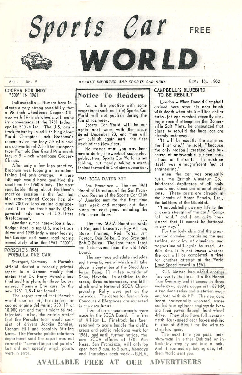 Sports Car World December 16 1960