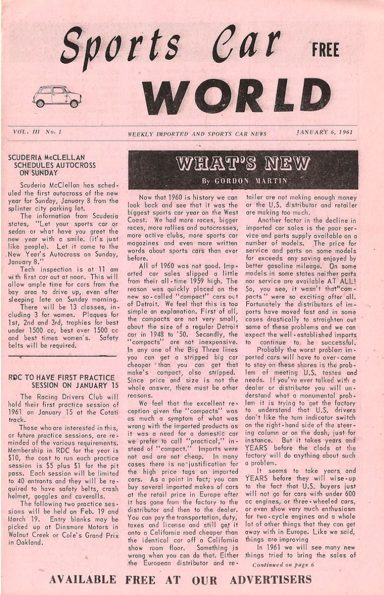 Sports Car World January 6 1961